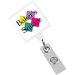 Jumbo Retractable Badge Holder - 40" - Square - Opaque - Label