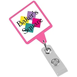 Jumbo Retractable Badge Holder - 40" - Square - Opaque - Label