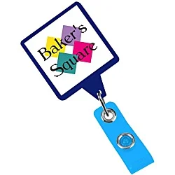 Jumbo Retractable Badge Holder - 40" - Square - Opaque - Label