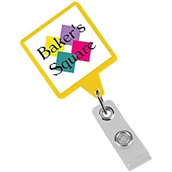 Jumbo Retractable Badge Holder - 40" - Square - Opaque - Label