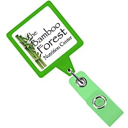Jumbo Retractable Badge Holder - 40" - Square - Translucent - Label