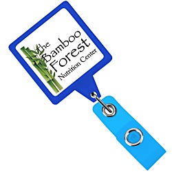 Jumbo Retractable Badge Holder - 40" - Square - Translucent - Label