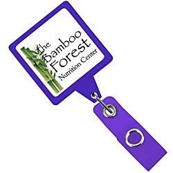 Jumbo Retractable Badge Holder - 40" - Square - Translucent - Label