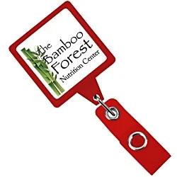 Jumbo Retractable Badge Holder - 40" - Square - Translucent - Label