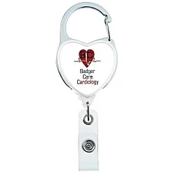 Heavy Duty Clip On Retractable Badge Holder - Heart - Label