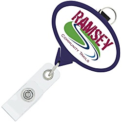 Retractable Badge Holder with Lanyard Attachment - Oval - Label