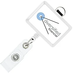 Retractable Badge Holder with Lanyard Attachment - Rectangle - Label