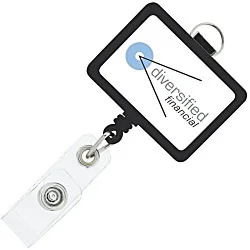 Retractable Badge Holder with Lanyard Attachment - Rectangle - Label