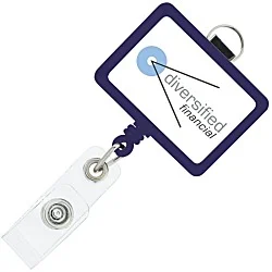 Retractable Badge Holder with Lanyard Attachment - Rectangle - Label