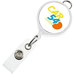 Retractable Badge Holder with Lanyard Attachment - Round - Opaque - Label