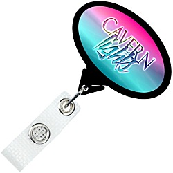 Jumbo Retractable Badge Holder with Antimicrobial Additive - 40" Oval - Label