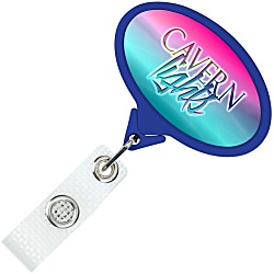 Jumbo Retractable Badge Holder with Antimicrobial Additive - 40" Oval - Label
