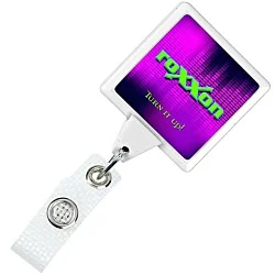 Jumbo Retractable Badge Holder with Antimicrobial Additive - 40" Square - Label