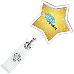 Jumbo Retractable Badge Holder with Antimicrobial Additive - 40" Star - Label