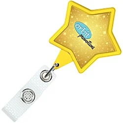 Jumbo Retractable Badge Holder with Antimicrobial Additive - 40" Star - Label