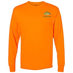 Hanes Workwear Pocket Long Sleeve T-Shirt - Embroidered