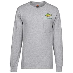 Hanes Workwear Pocket Long Sleeve T-Shirt - Embroidered