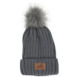 Rib Knit Beanie with Fur Pom Pom