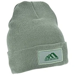 Cuffed Knit Beanie with Patch