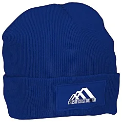 Cuffed Knit Beanie with Patch