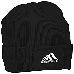Cuffed Knit Beanie with Patch