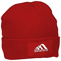 Cuffed Knit Beanie with Patch