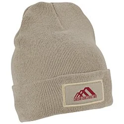 Cuffed Knit Beanie with Patch