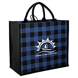 Buffalo Plaid Jute Tote