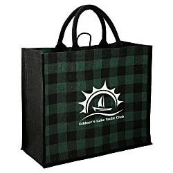 Buffalo Plaid Jute Tote