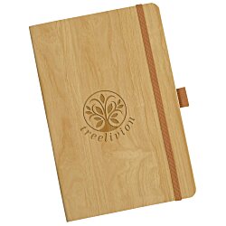 Soft Touch Wood Grain Notebook - Debossed