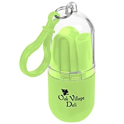 Silicone Straw in Capsule Carabiner Case