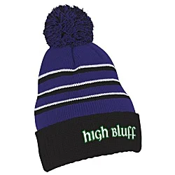 Richardson Stripe Pom Beanie with Cuff