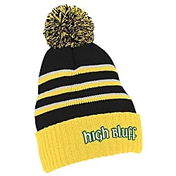 Richardson Stripe Pom Beanie with Cuff