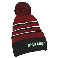 Richardson Stripe Pom Beanie with Cuff