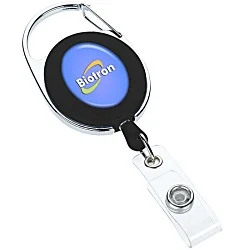 Domed Oval Metal Retractable Badge Holder with Carabiner