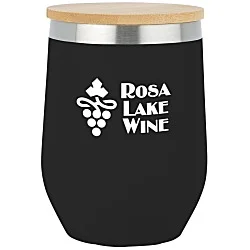 Vacuum Wine Cup with Bamboo Lid - 12 oz.