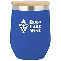 Vacuum Wine Cup with Bamboo Lid - 12 oz.