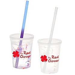 Rainbow Confetti Mood Cup with Straw - 11 oz