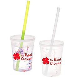 Rainbow Confetti Mood Cup with Straw - 11 oz.