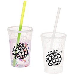 Rainbow Confetti Mood Cup with Straw - 16 oz.