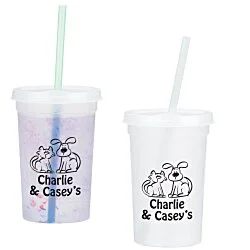 Rainbow Confetti Mood Cup with Straw - 20 oz.