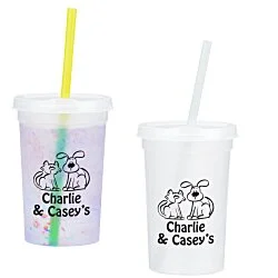 Rainbow Confetti Mood Cup with Straw - 20 oz.