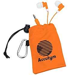Microfiber Pouch with Colorful Ear Buds
