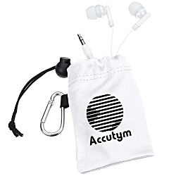 Microfiber Pouch with Colorful Ear Buds