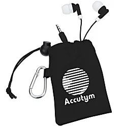 Microfiber Pouch with Colorful Ear Buds