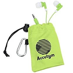 Microfiber Pouch with Colorful Ear Buds