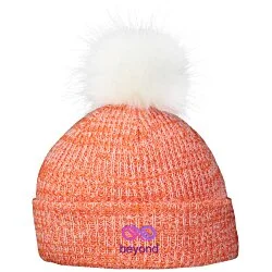 Heathered Faux Fur Pom Beanie