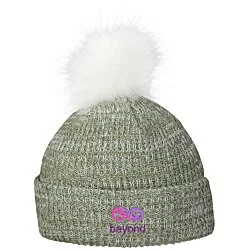 Heathered Faux Fur Pom Beanie