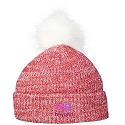 Heathered Faux Fur Pom Beanie