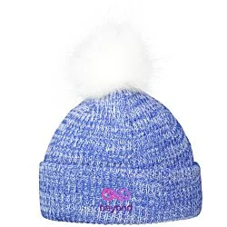 Heathered Faux Fur Pom Beanie
